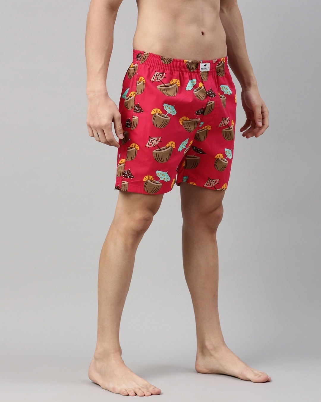 Shop Men's Pink All Over Coconut Drink Printed Cotton Boxers-Back