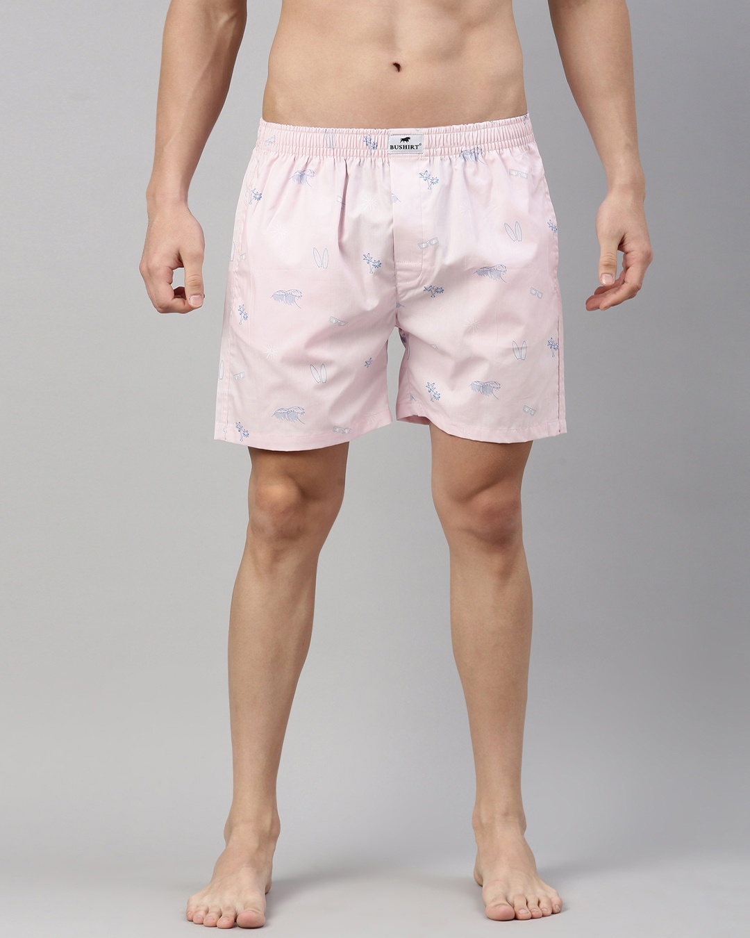 Shop Men's Pink All Over Printed Cotton Boxers-Front