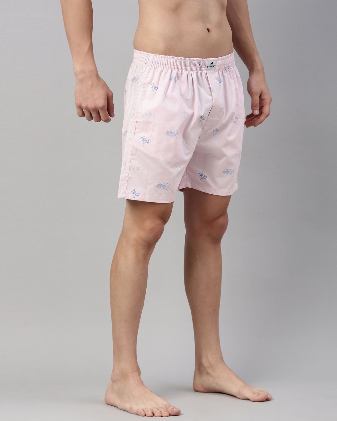 Shop Men's Pink All Over Printed Cotton Boxers-Back
