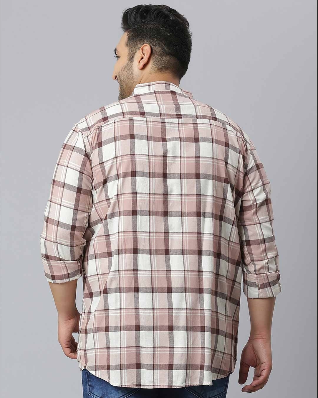 Shop Men's Pink Checks Stylish Full Sleeve Casual Shirt-Back
