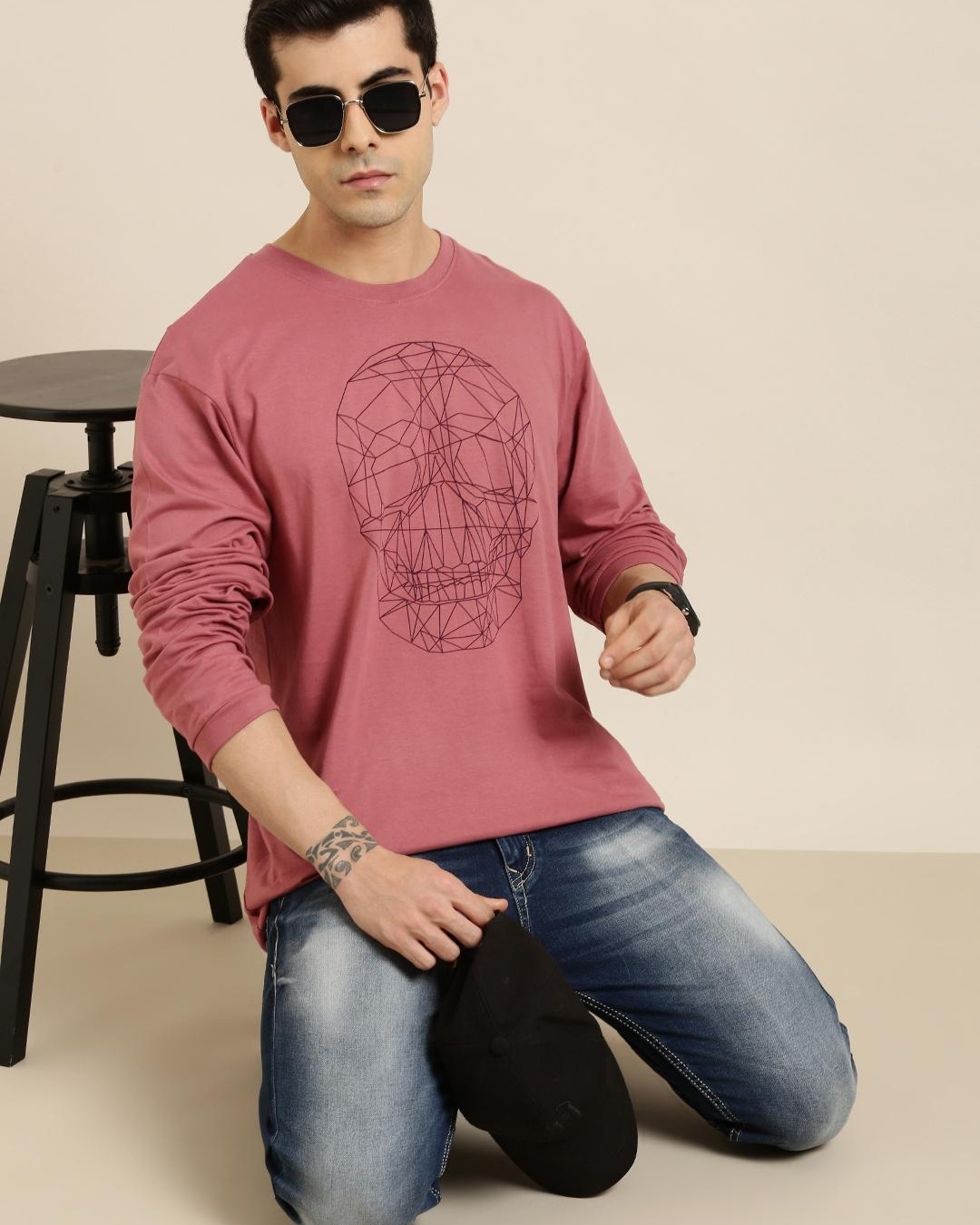 Buy Men's Pink Graphic Printed Oversized Tshirt Online at Bewakoof