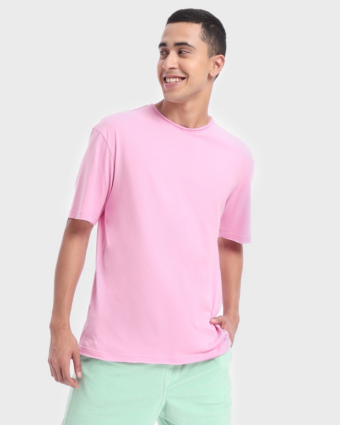 Buy Men's Pink Boston Typography Oversized T-shirt Online at Bewakoof