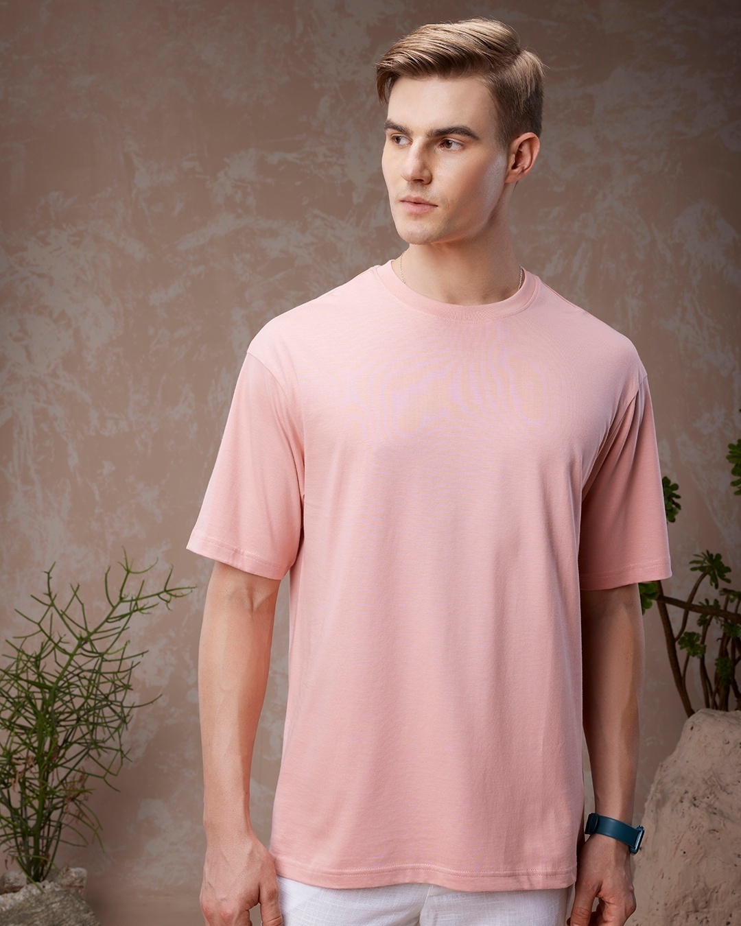 Buy Men's Pink Boston Typography Oversized T-shirt Online at Bewakoof