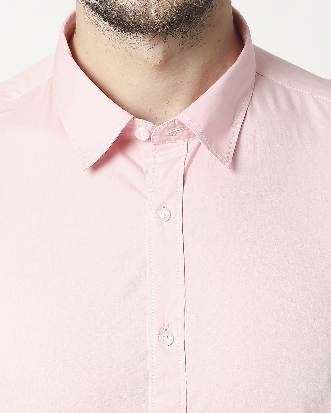 Shop Men's Pink Poplin Lycra Slim Fit Casual Shirt
