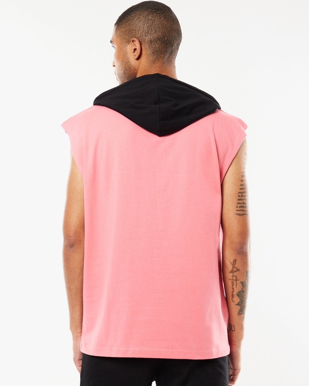 Shop Men's Pink Ready Pocket Printed Oversized Fit Vest Hoodie-Design