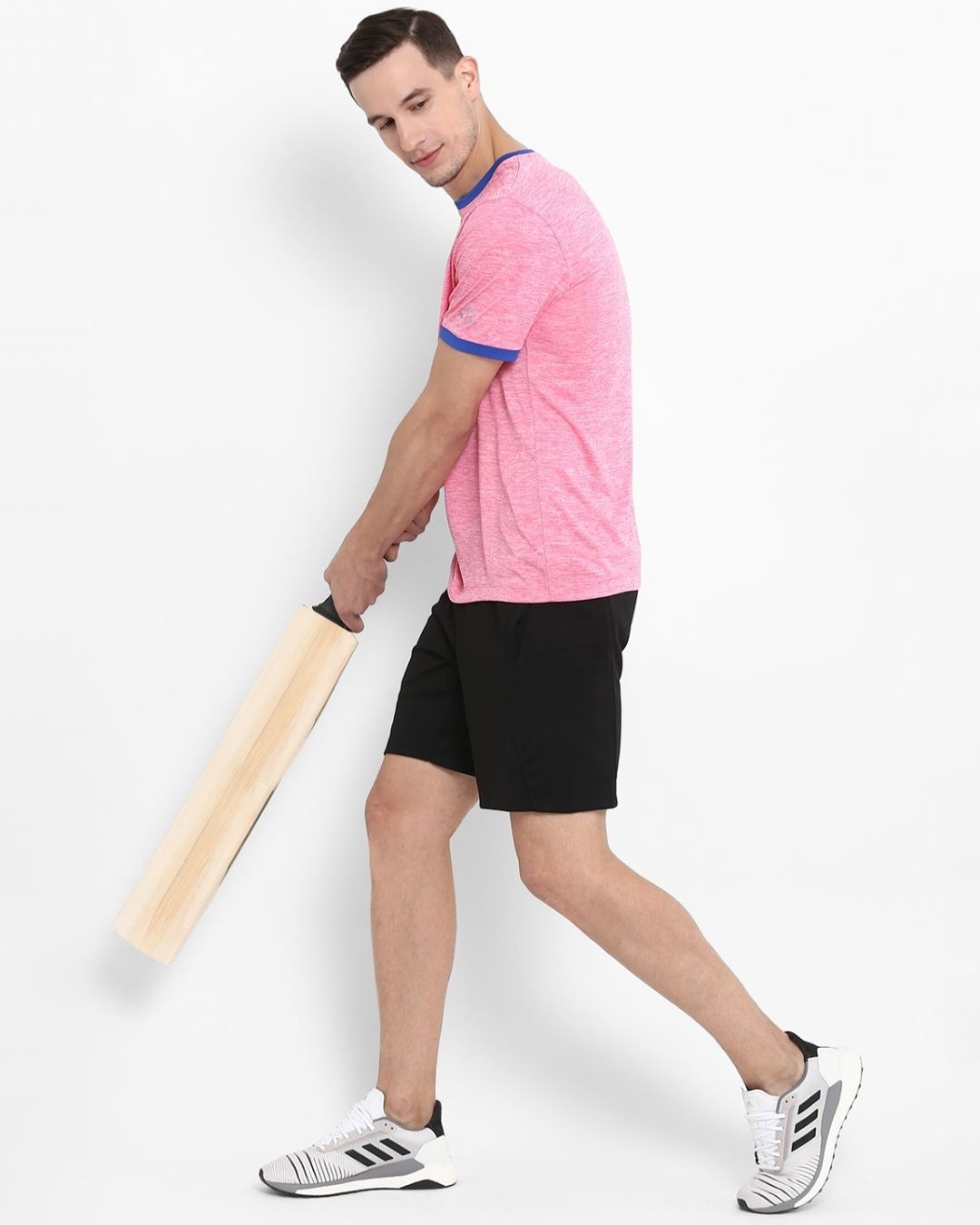 Shop Men's Pink Self Design Slim Fit T-shirt