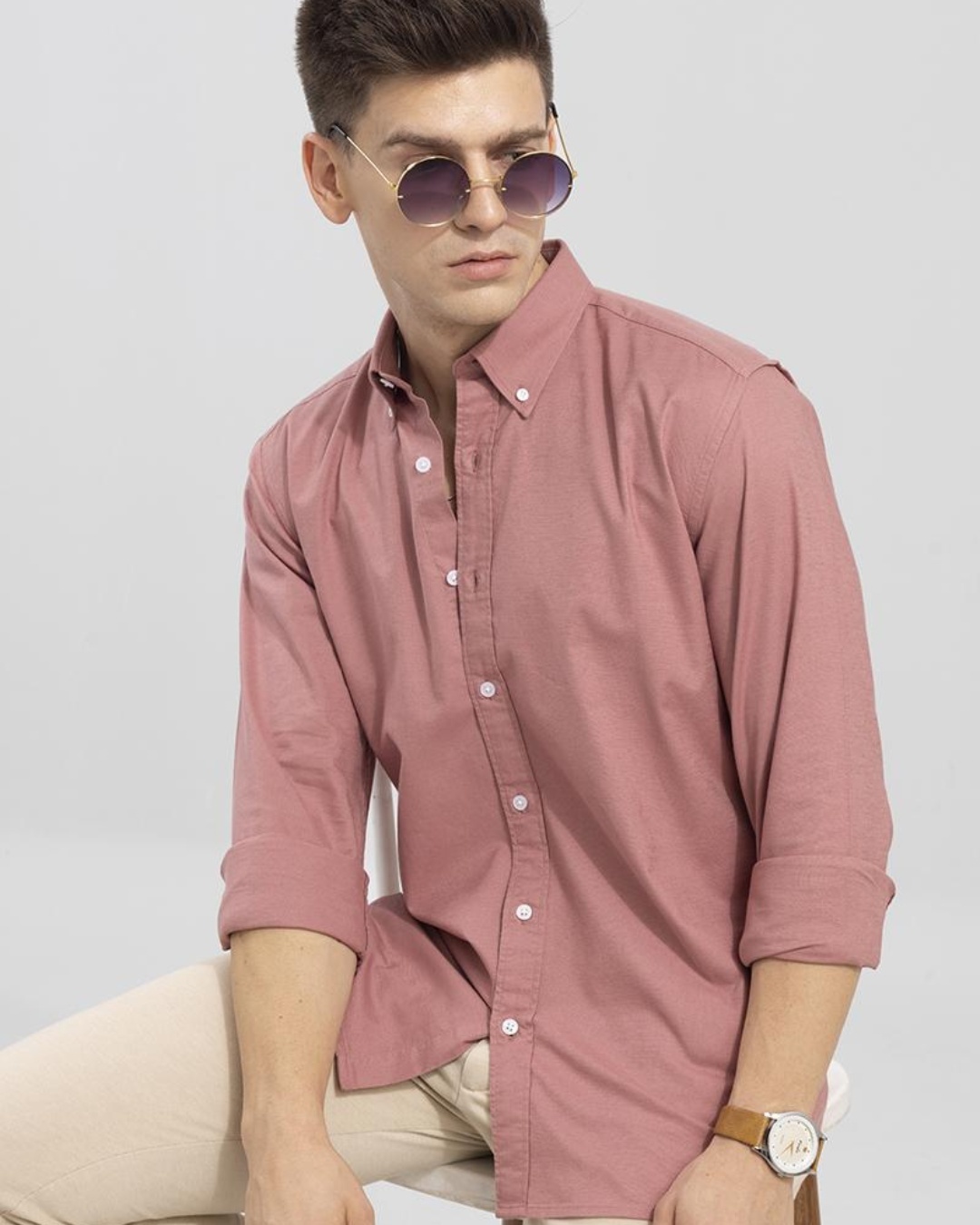 Buy Men's Pink Sencillo Slim Fit Shirt for Men Pink Online at Bewakoof