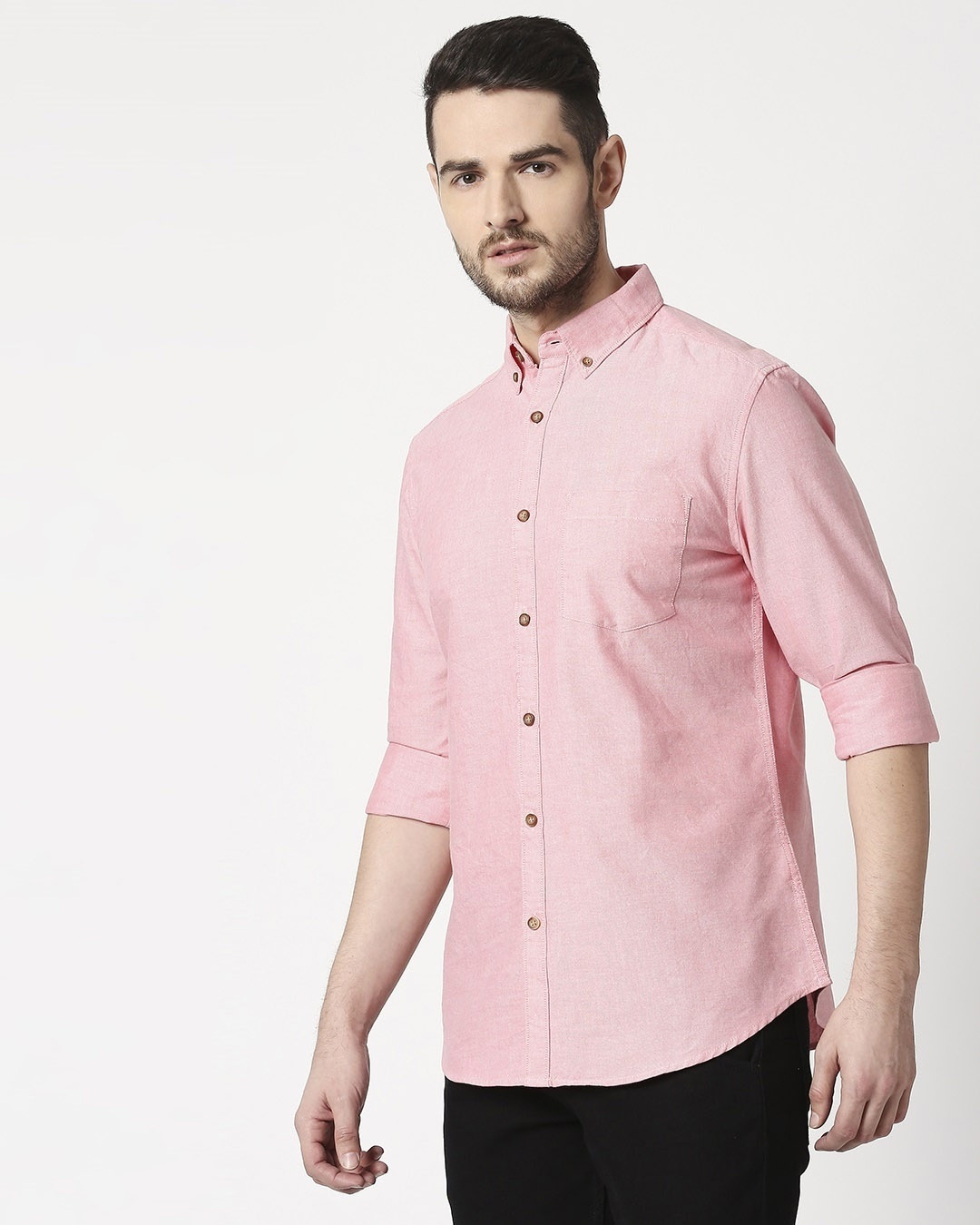 Buy Men's Pink Slim Fit Casual Oxford Shirt for Men pink Online at Bewakoof