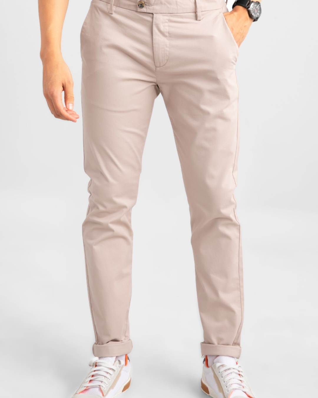 Shop Men's Pink Slim Fit Chinos-Front