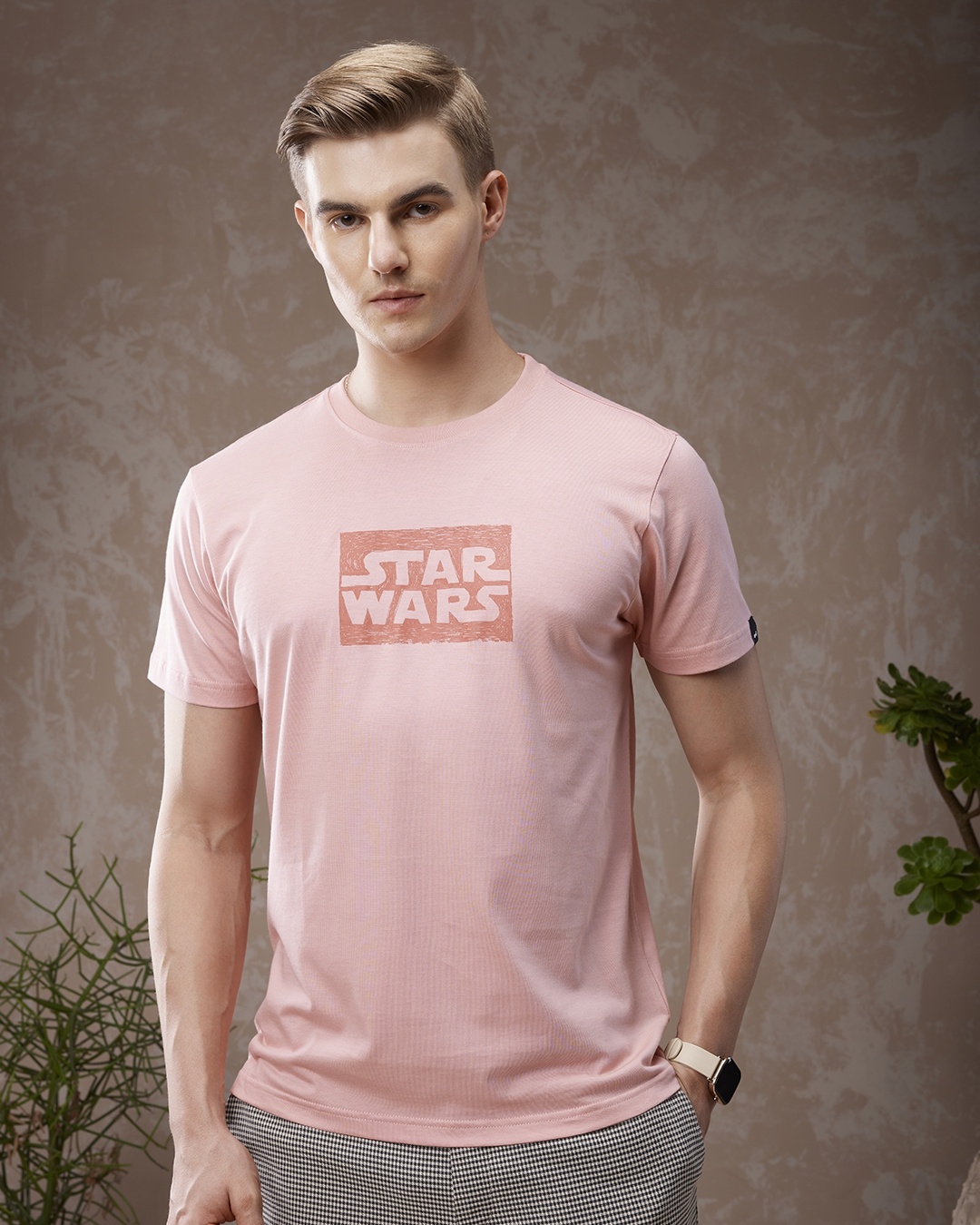 Buy Men's Pink Star Wars Typography Tshirt Online at Bewakoof