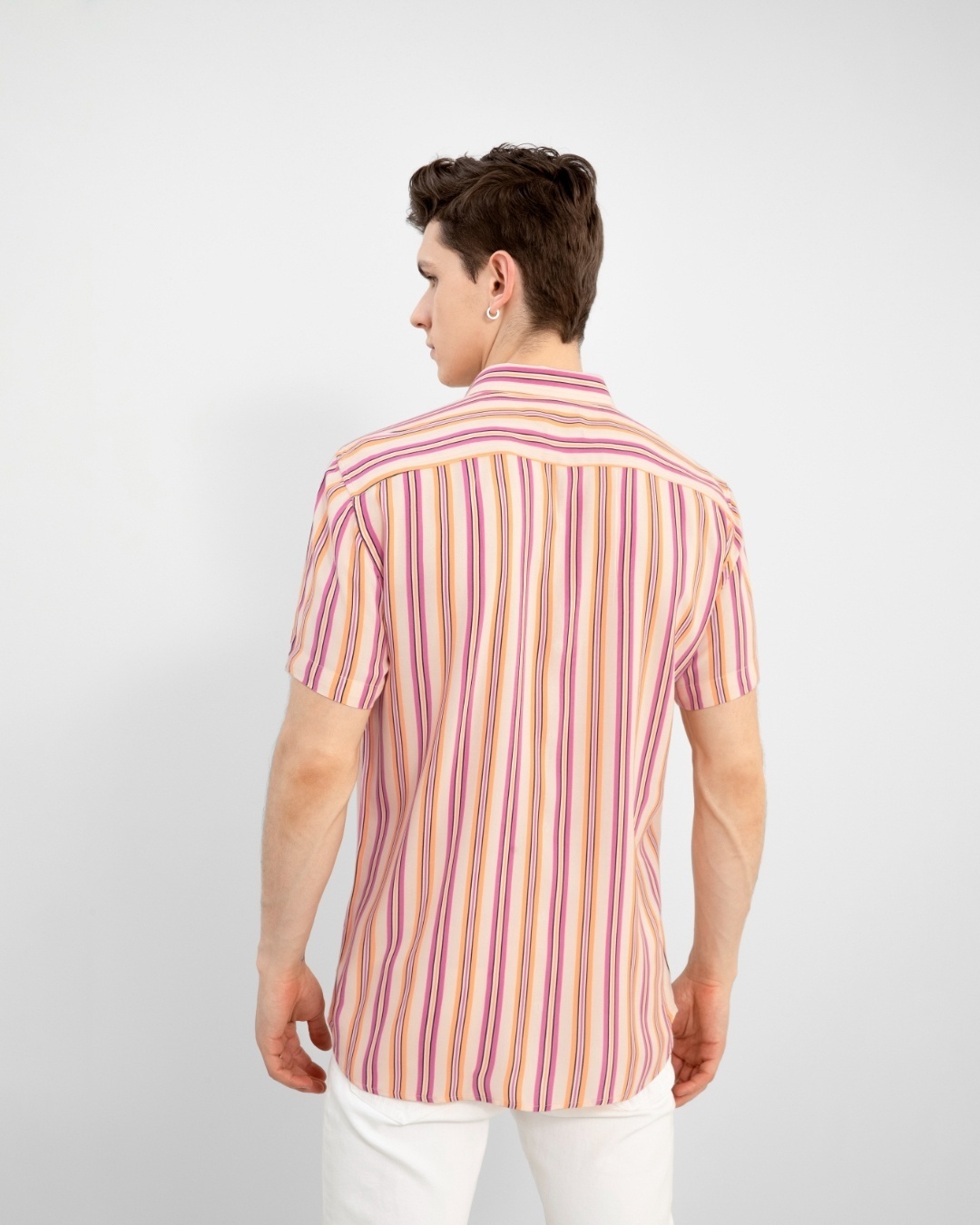 Shop Men's Pink Striped Slim Fit Shirt-Design