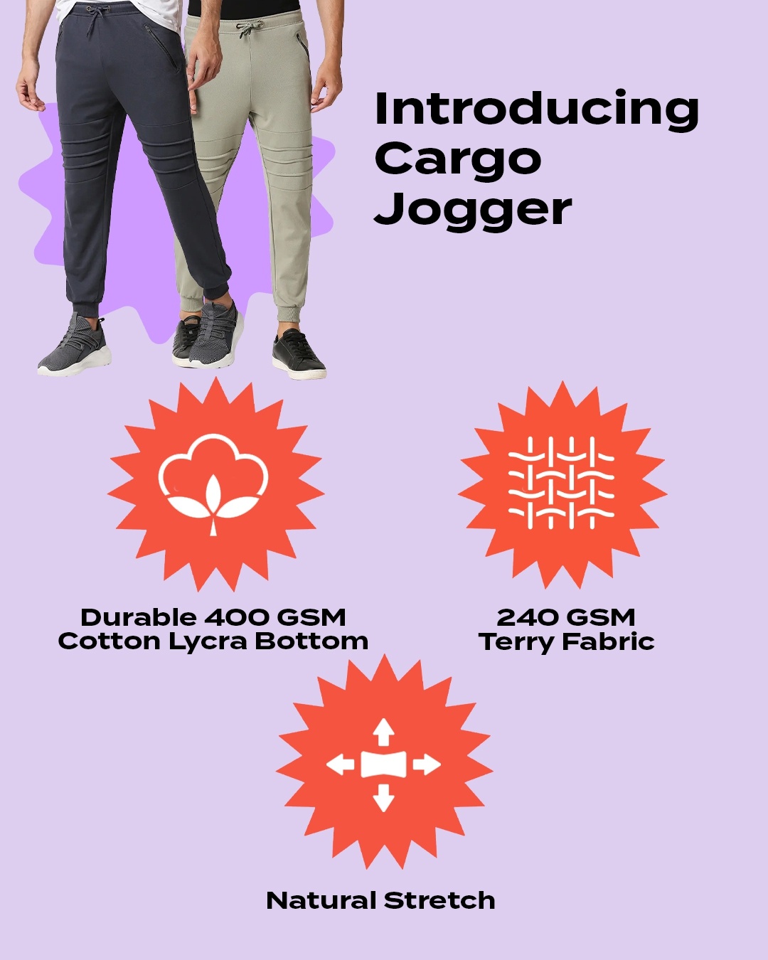 Shop Men's Plain Color Block Cargo Joggers