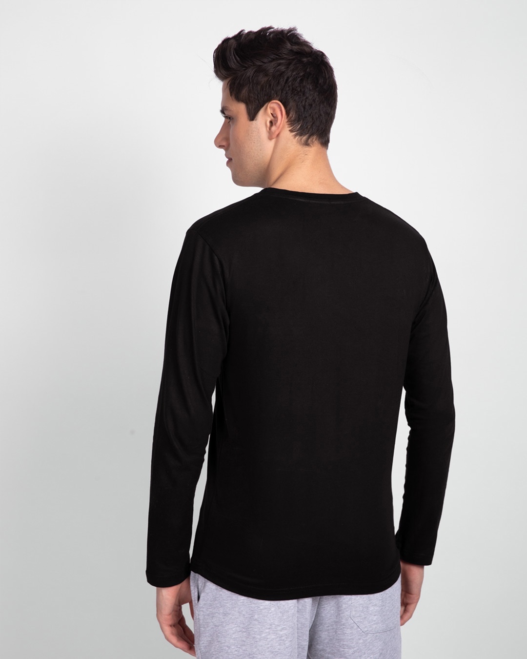 Shop Men's Plain Full Sleeve T-shirt Pack of 2(Black & Brown)-Full