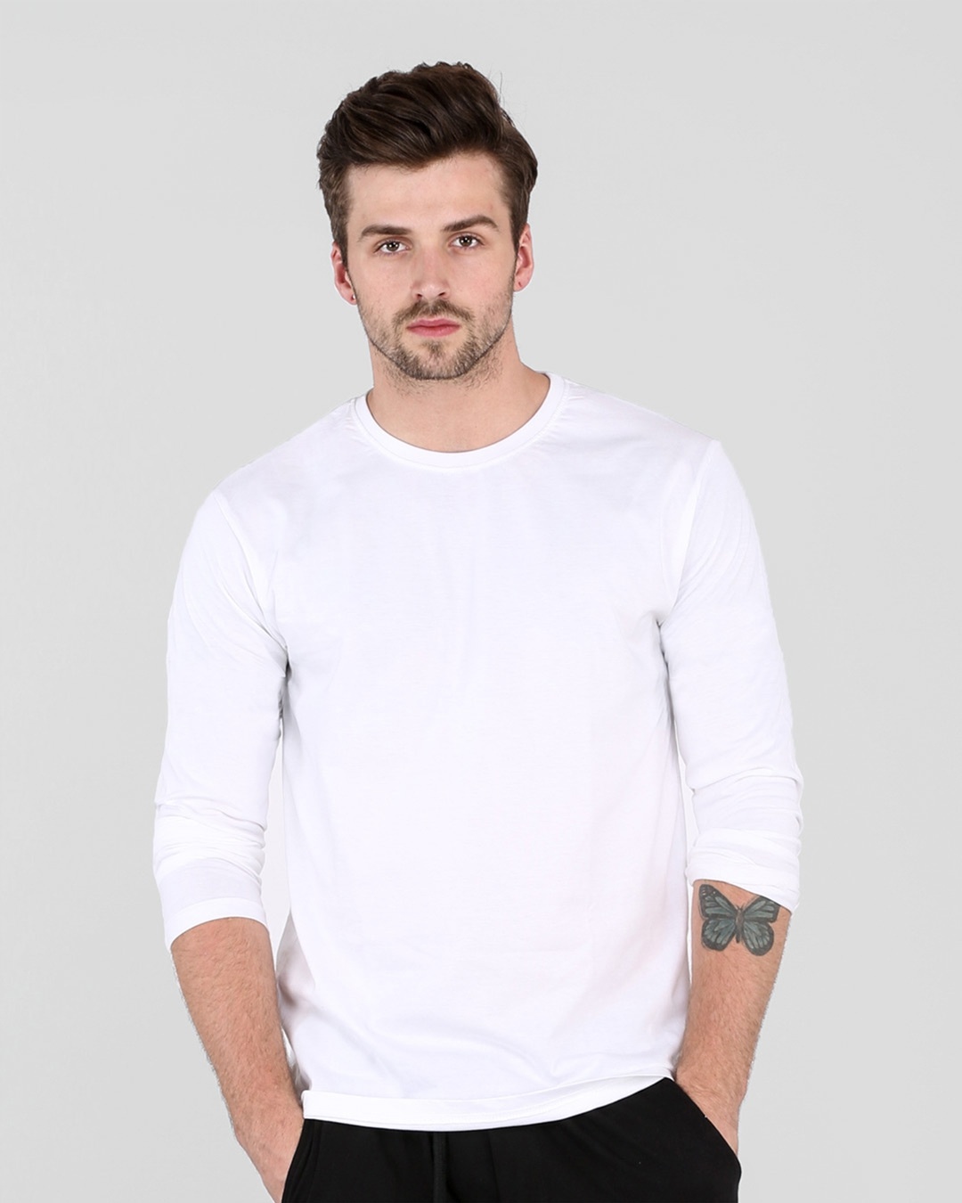 Shop Men's Plain Full Sleeve T-Shirt Pack of 2(Black & White )-Design