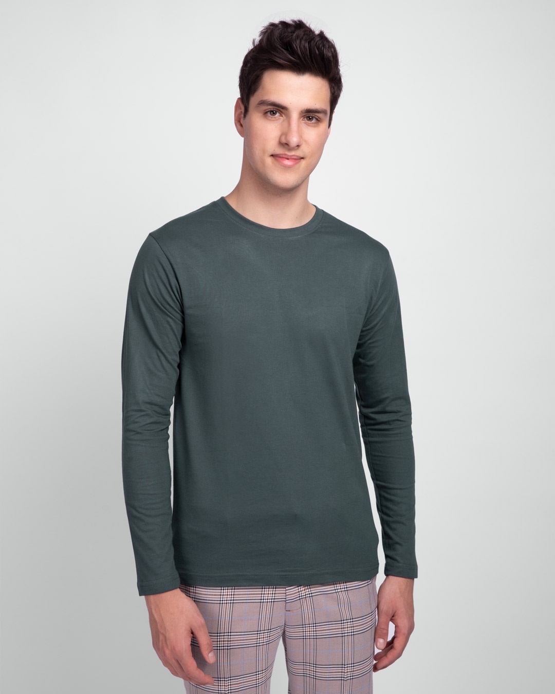 Shop Men's Plain Full Sleeve T-shirt Pack of 2(Red & Grey )-Design
