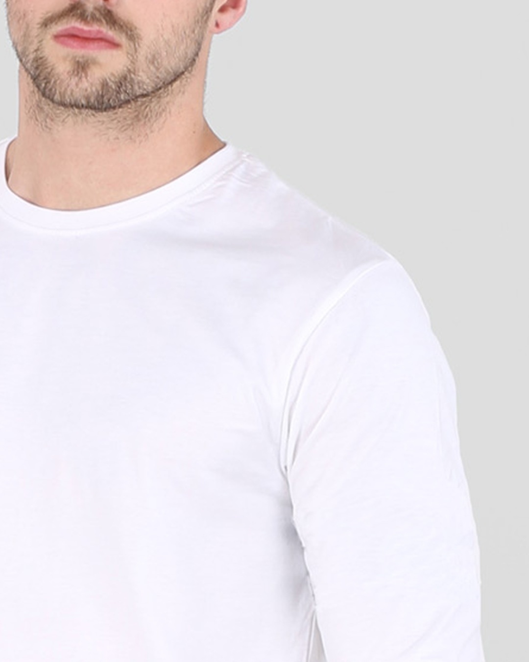 Shop Men's Plain Full Sleeve T-Shirt Pack of 2 (White)