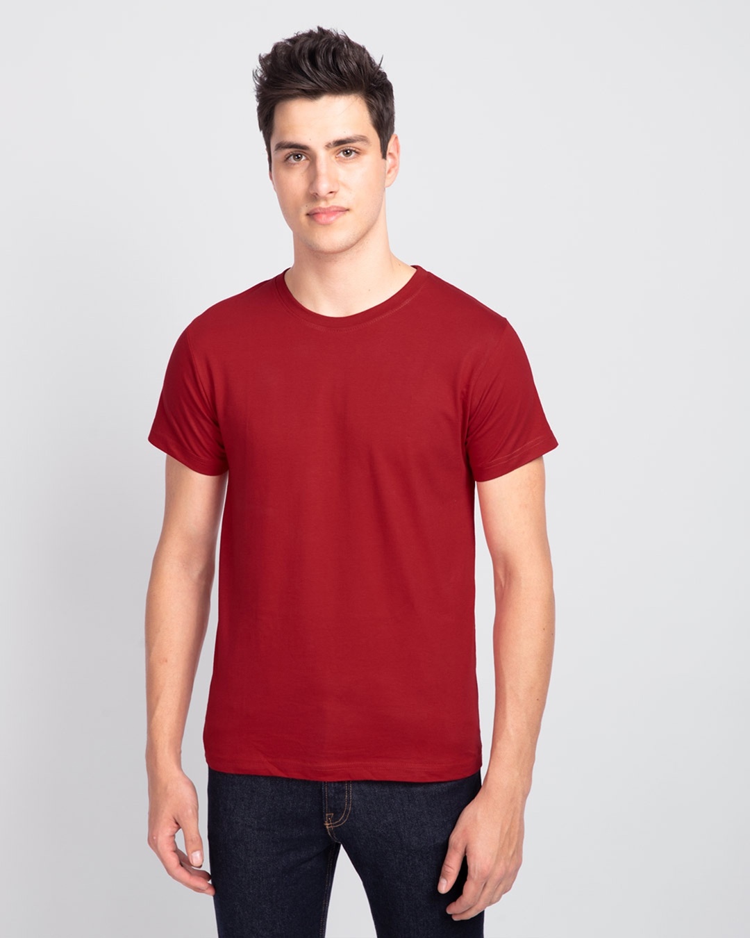 Shop Men's Plain Half Sleeve T-Shirt Pack of 2 (Blue & Red)-Design