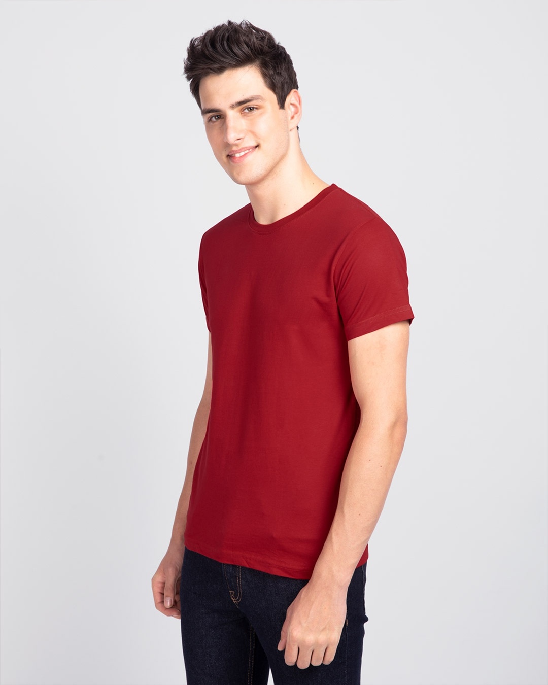 Shop Men's Plain Half Sleeve T-Shirt Pack of 2 (Blue & Red)