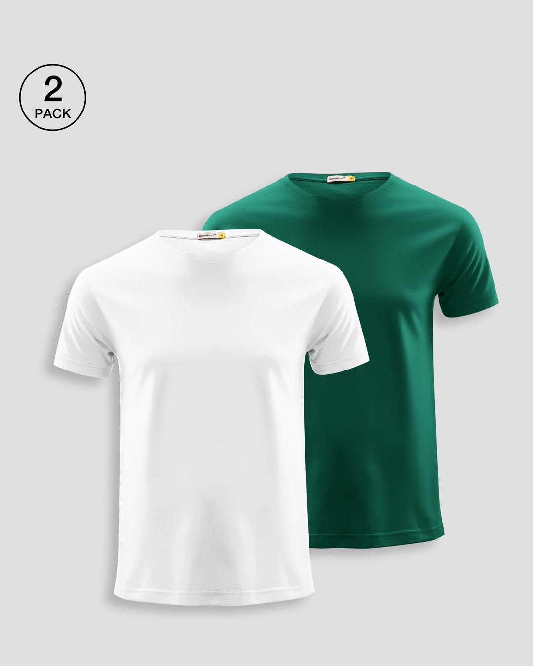 Shop Men's Plain Half Sleeve T-shirt Pack of 2(White & Green)-Front