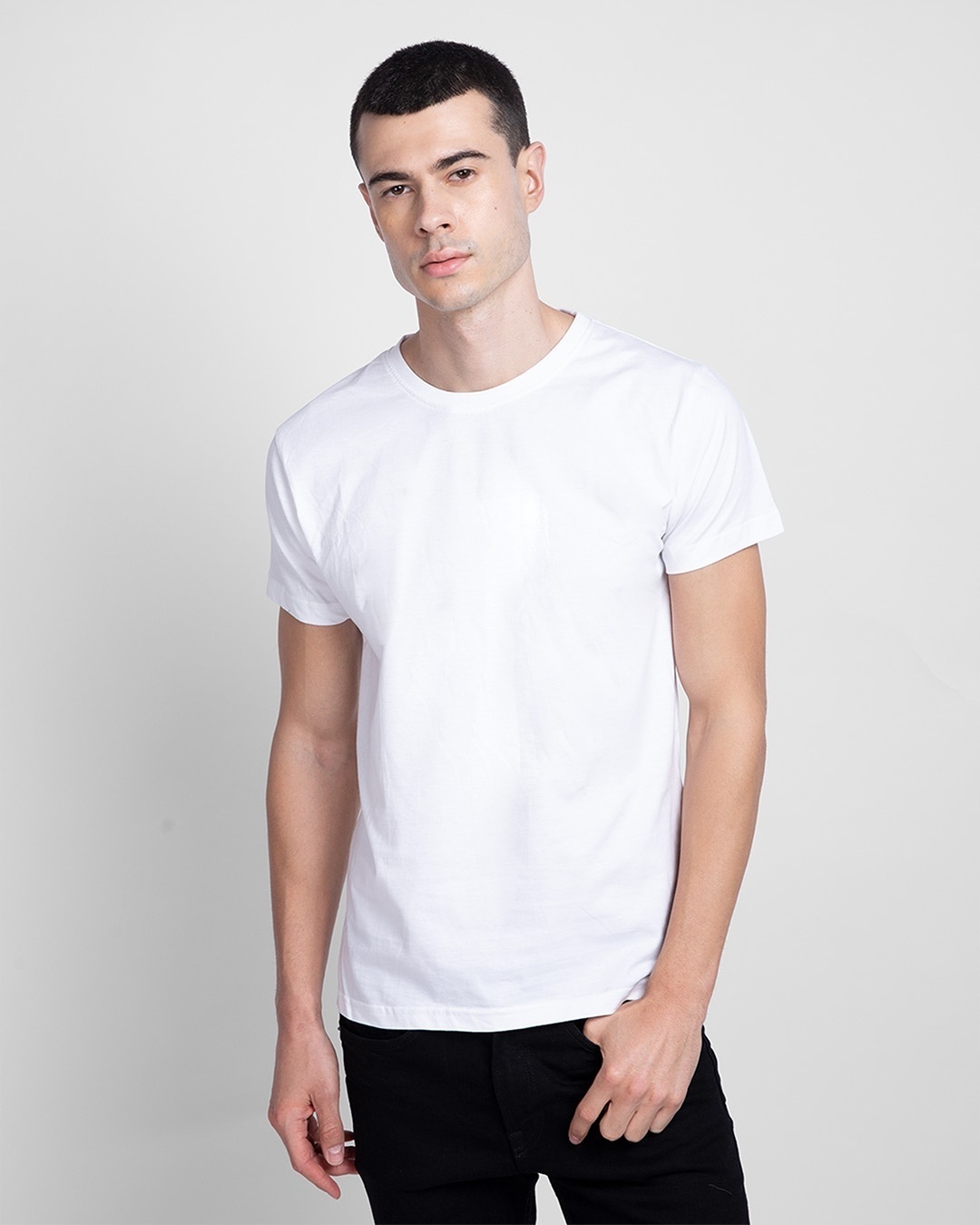 Shop Men's Plain Half Sleeve T-Shirt Pack of 2(White & Neon Green)-Back