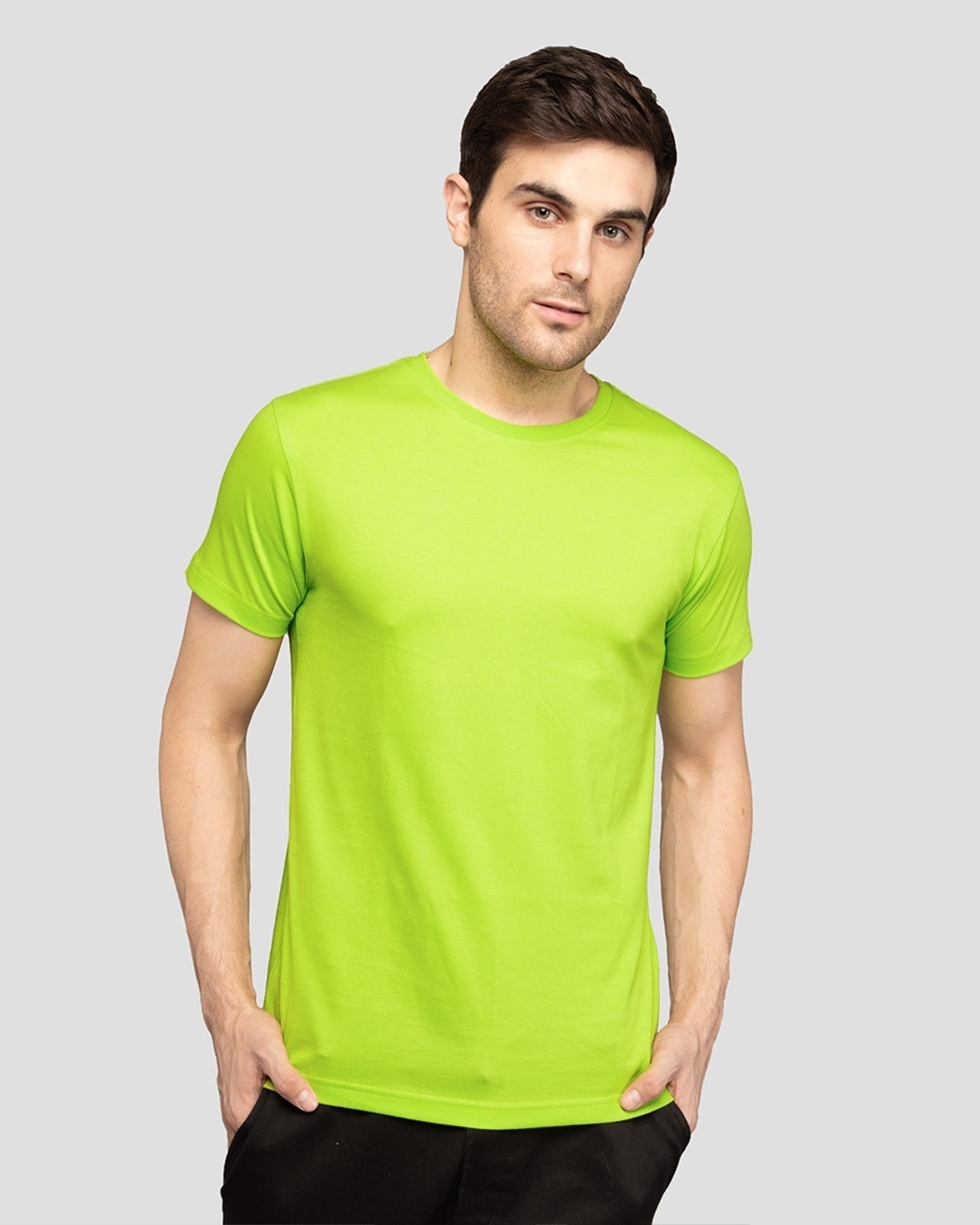 Shop Men's Plain Half Sleeve T-Shirt Pack of 2(White & Neon Green)-Design