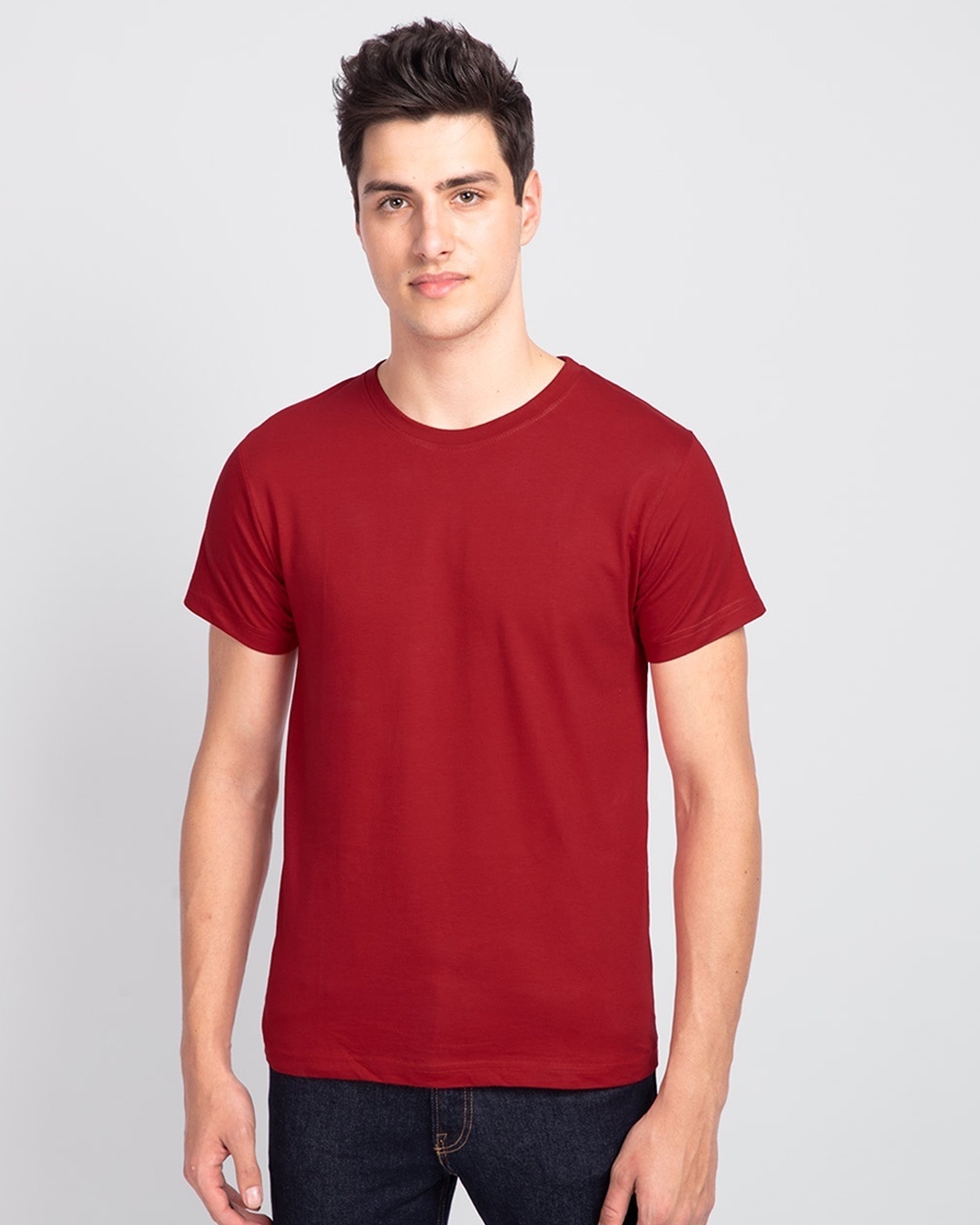 Shop Men's Plain Half Sleeve T-Shirt Pack of 3(Black, Bold Red & Neon Green)-Design