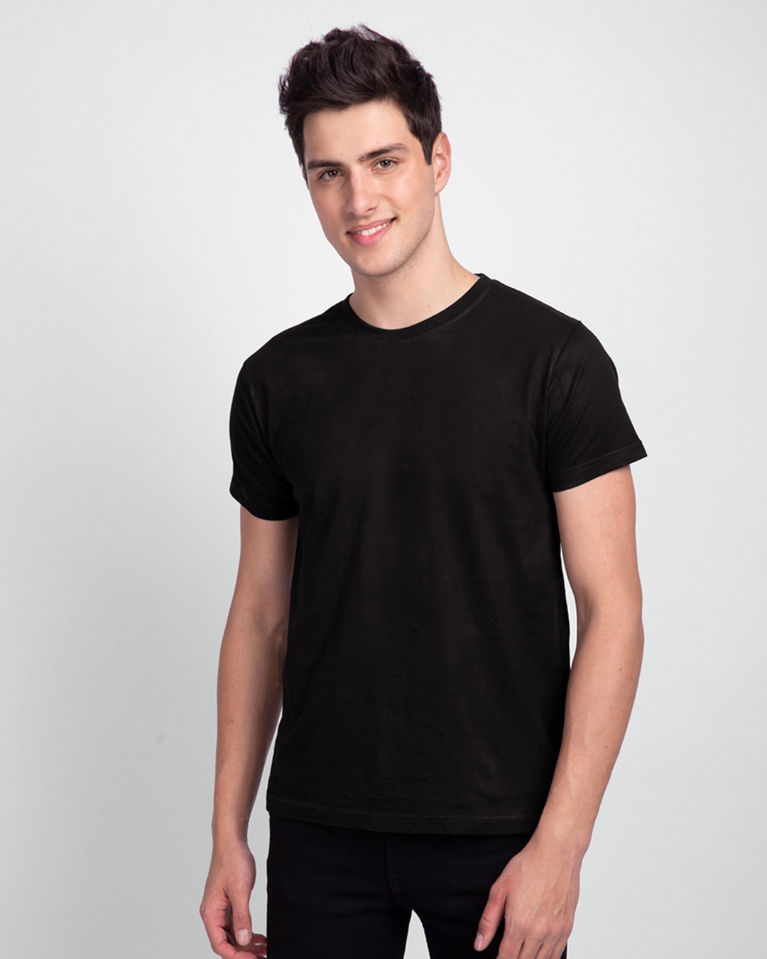 Shop Men's Plain Half Sleeve T-Shirt Pack of 3(Black, White & Pineapple Yellow)-Back