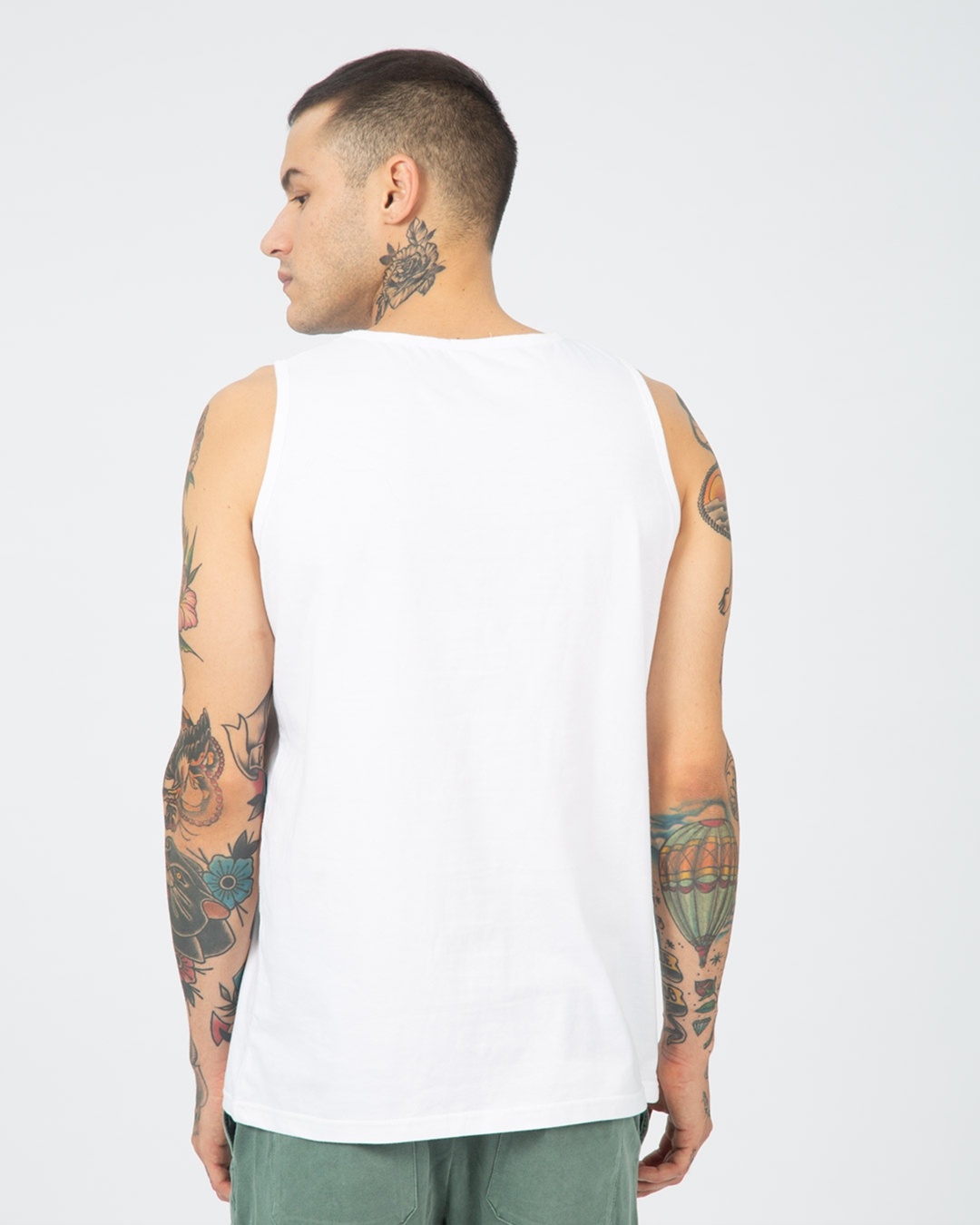 Shop Men's Plain Round Neck Vest Pack of 2 (Black & White)