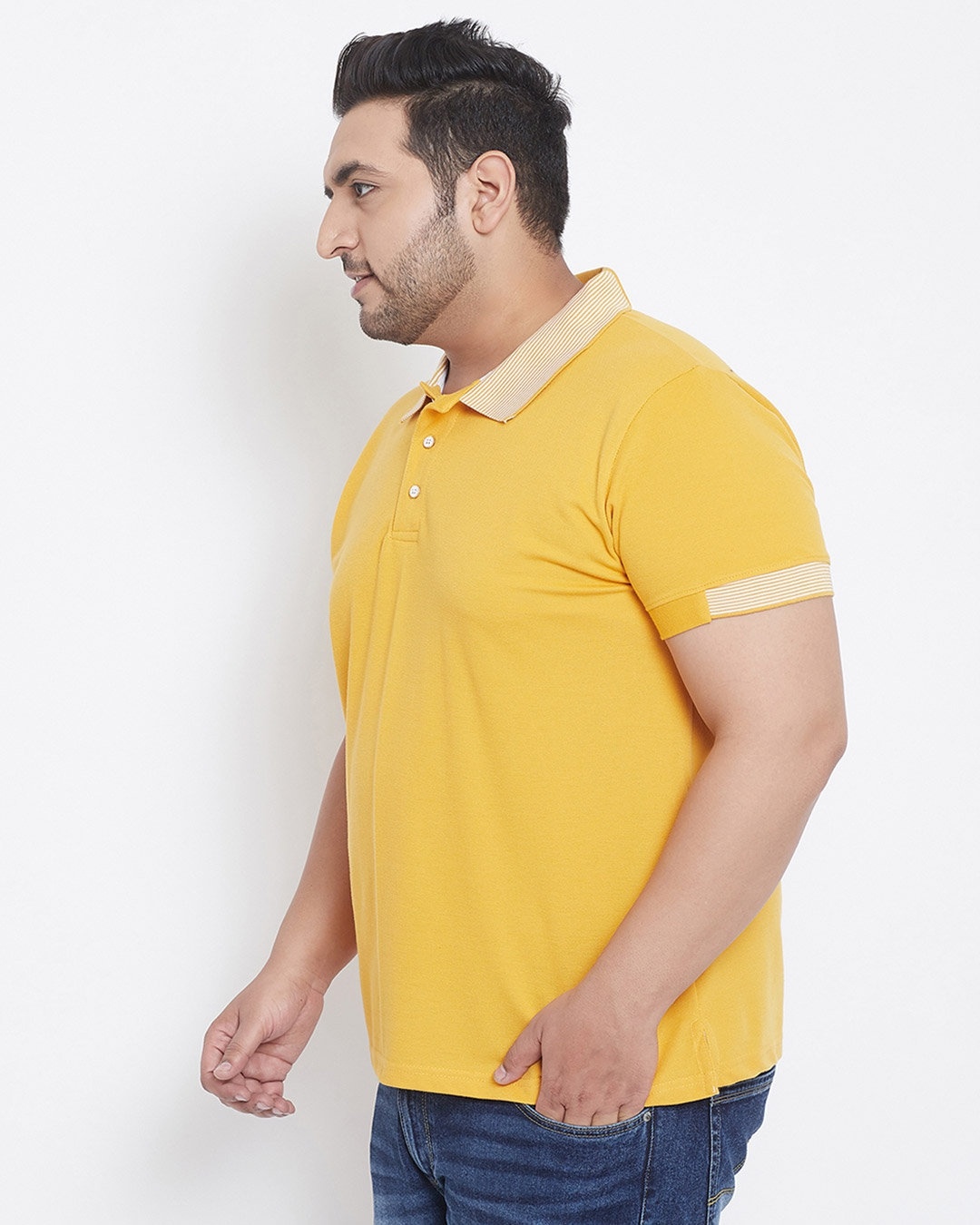 Shop Men's Plus Size Stylish Polo Neck Solid Casual T-Shirt