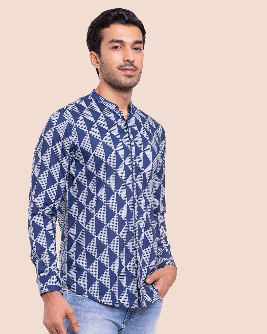 Shop Men's Printed Mandarin Collar Shirt-Design