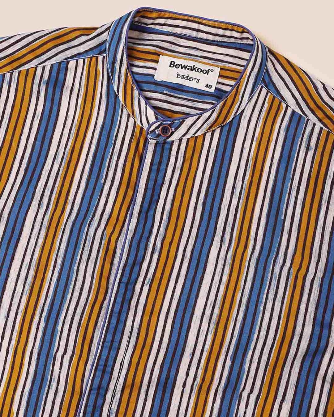 Shop Men's Printed Mandarin Collar Full Sleeves Shirt