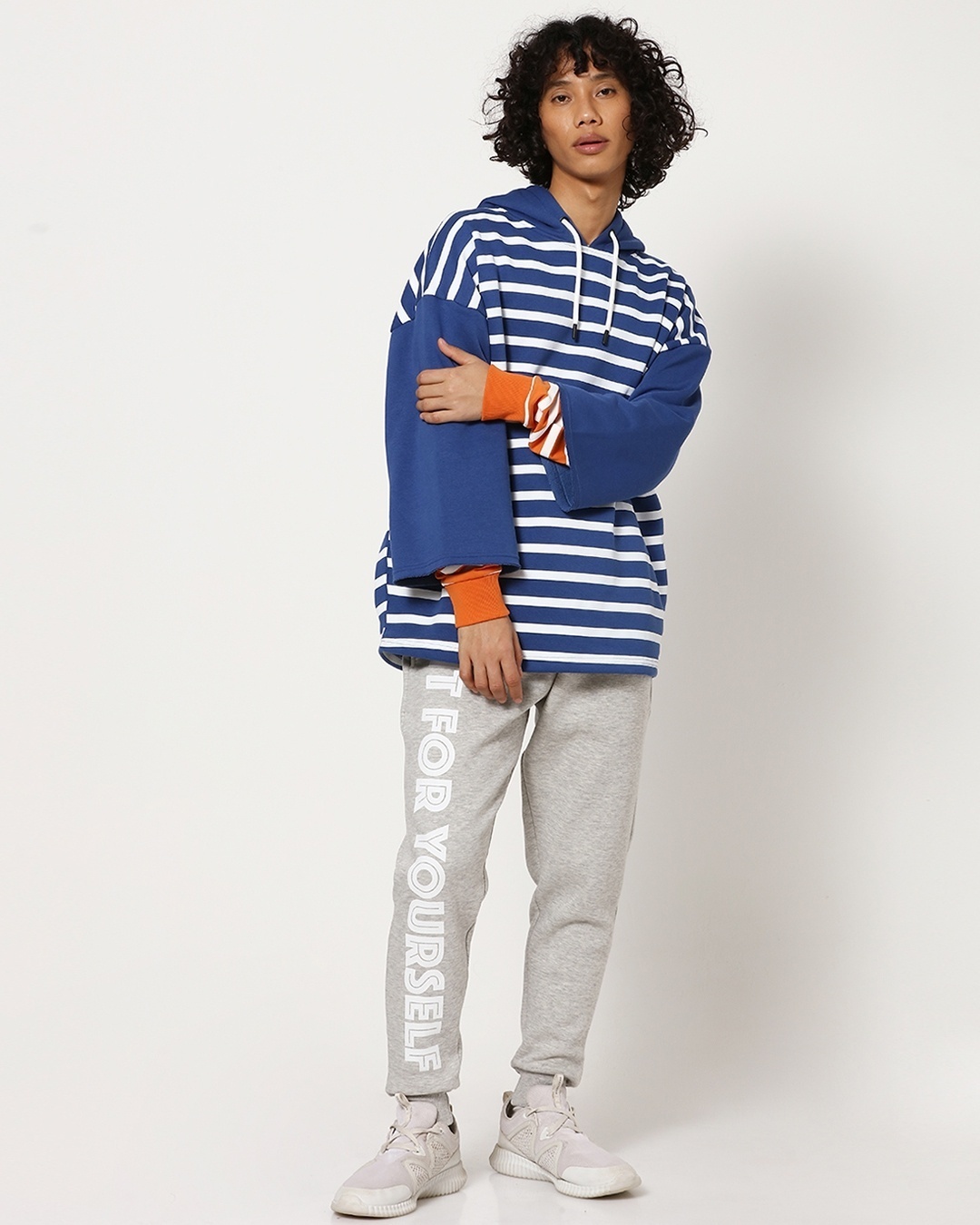 Shop Men's Printed Stripe Color Block Sweatshirt-Full