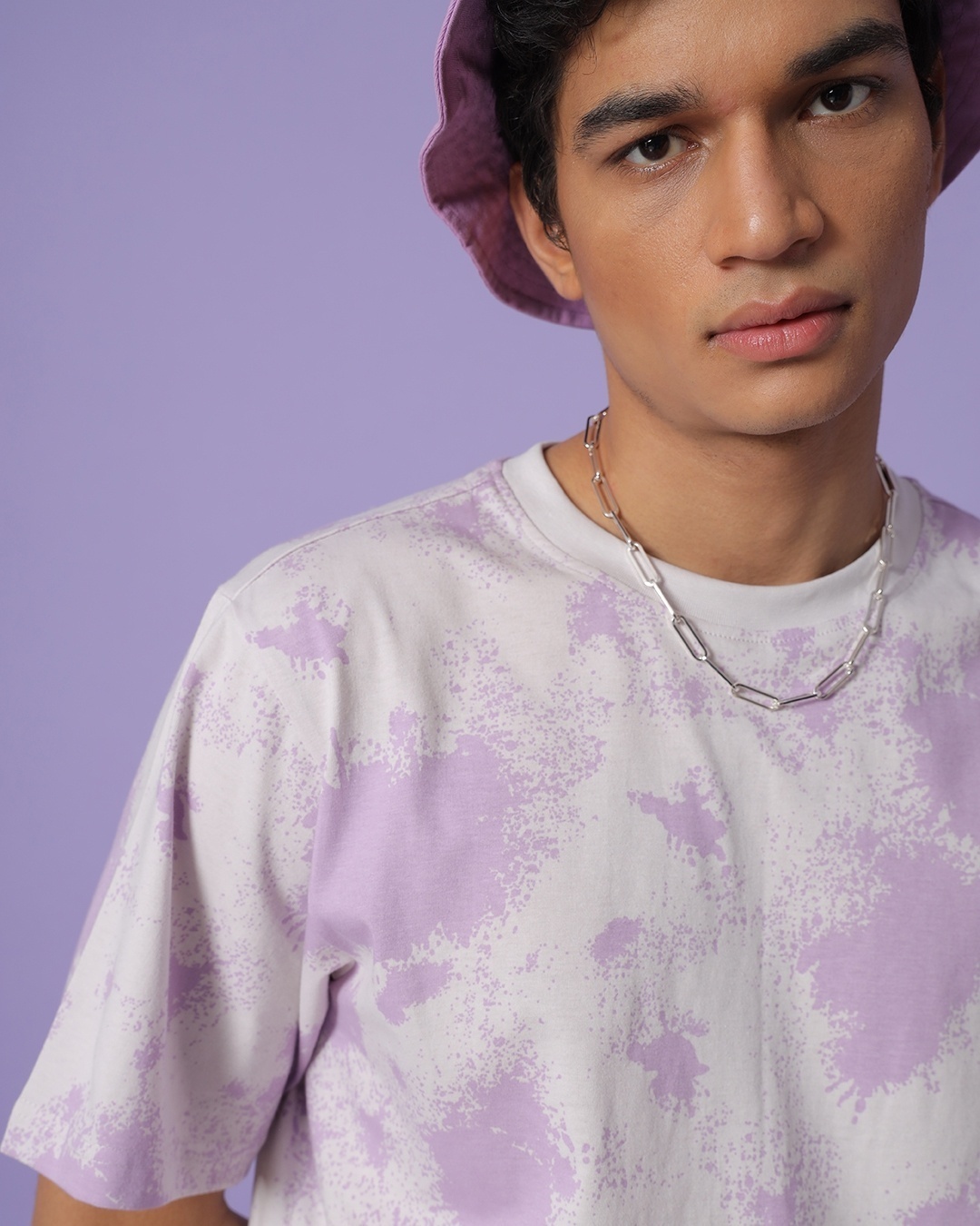 Shop Men's Purple All Over Printed Oversized T-shirt-Front
