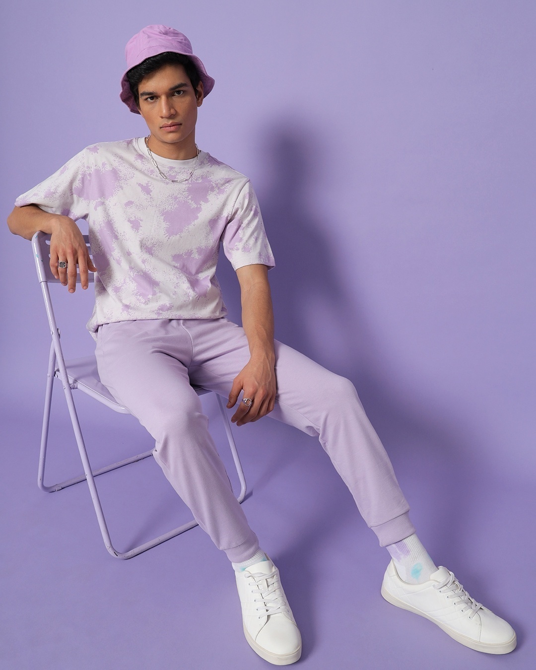Shop Men's Purple All Over Printed Oversized T-shirt-Full
