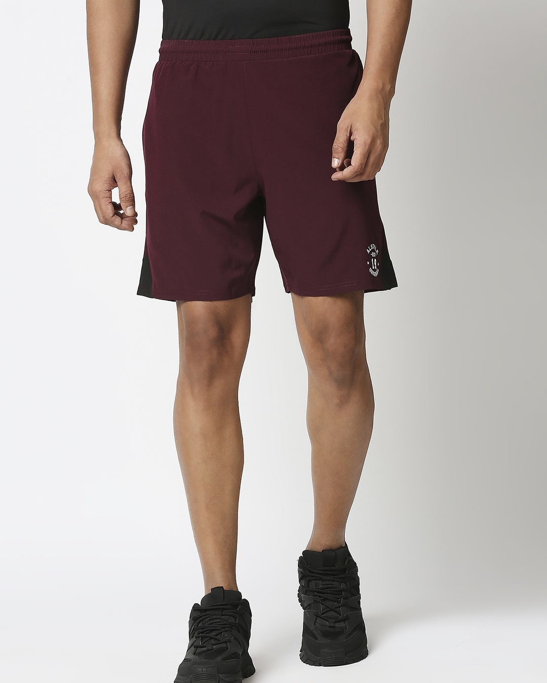 Shop Men's Purple Knee Striped Casual Shorts-Back