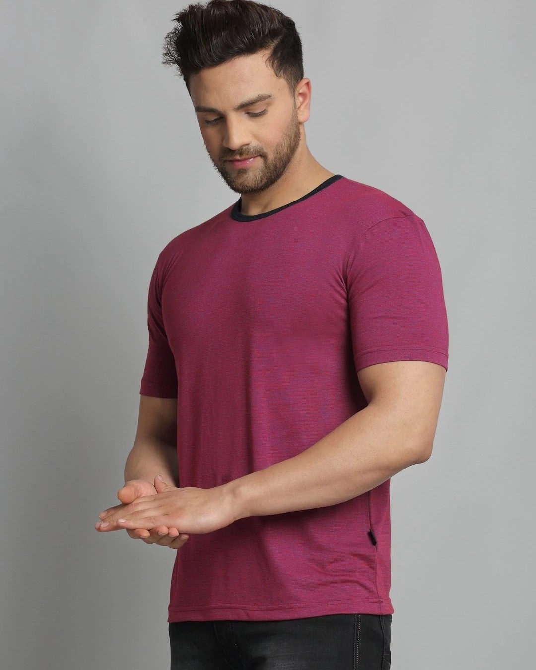 Shop Men's Purple Casual T-shirt-Design