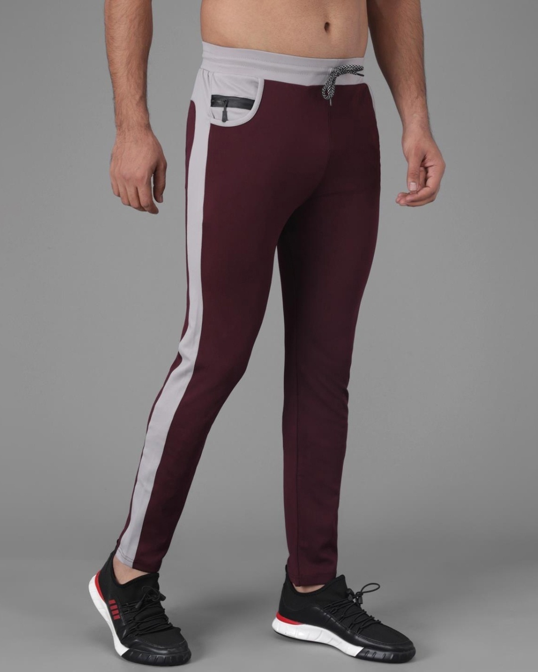 Buy Men's Purple & Grey Color Block Relaxed Fit Track Pants for Men ...
