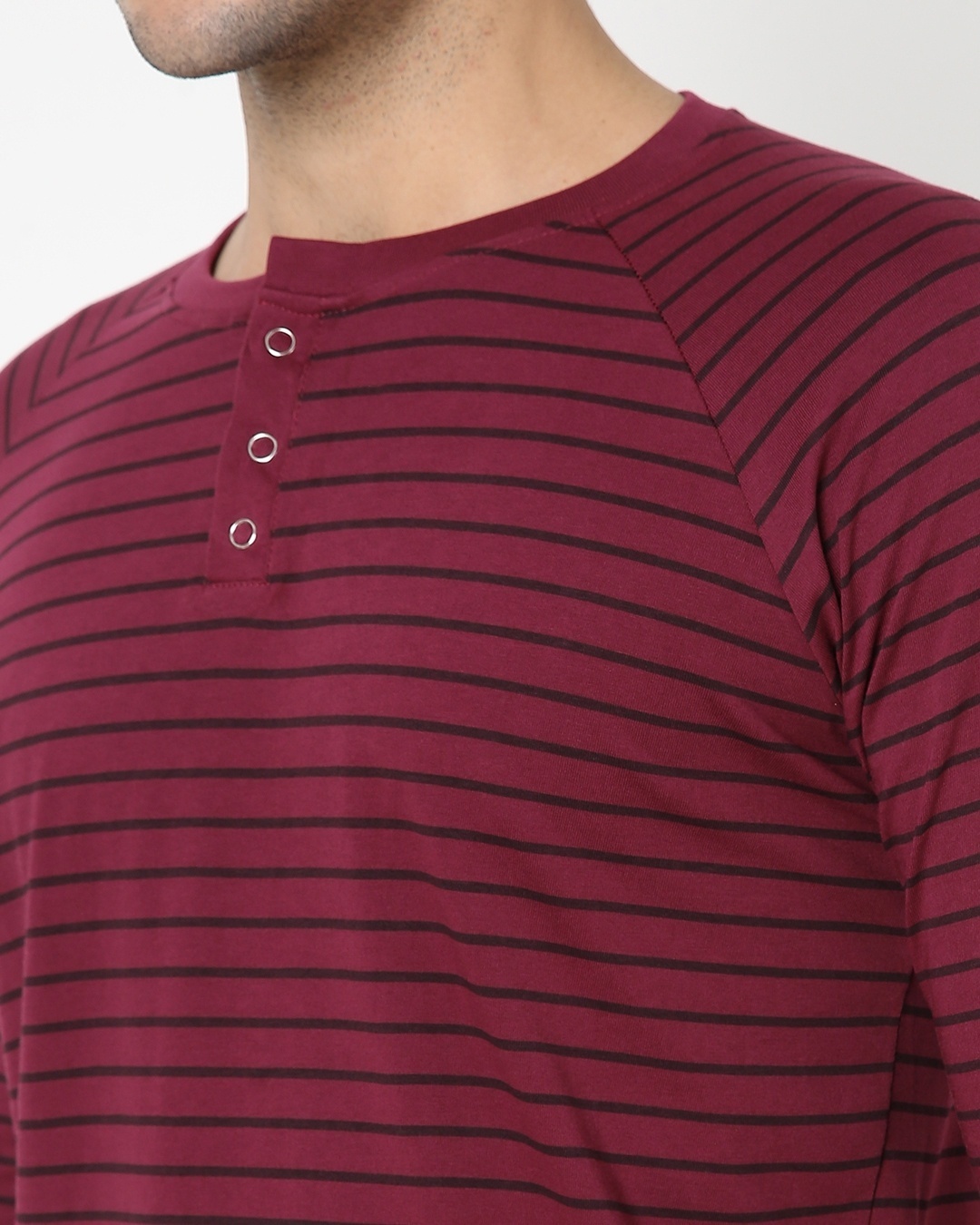Shop Men's Purple Portion Striped Plus Size Henley T-shirt