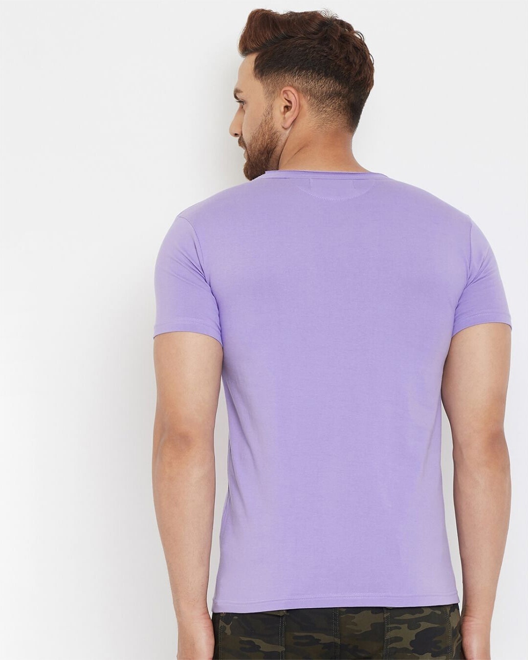 Shop Men's Purple Solid Slim Fit  T-shirt-Back