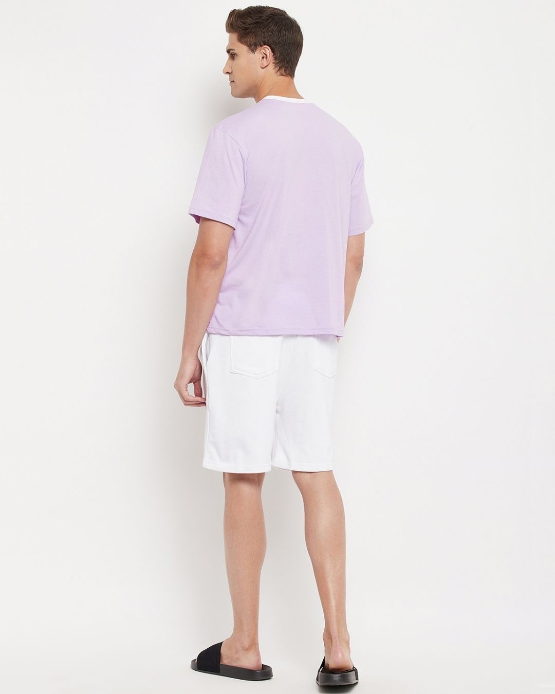 Shop Men's Purple & White See Good in All Things Typography Oversized T-shirt & Shorts Set-Design