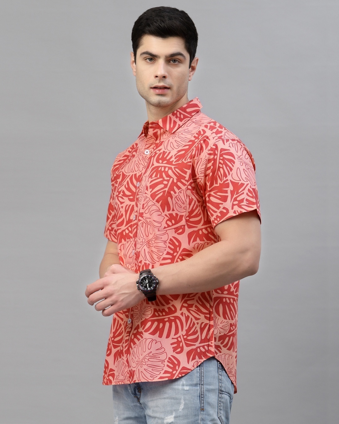 Shop Men's Red All Over Printed Cotton Shirt-Full