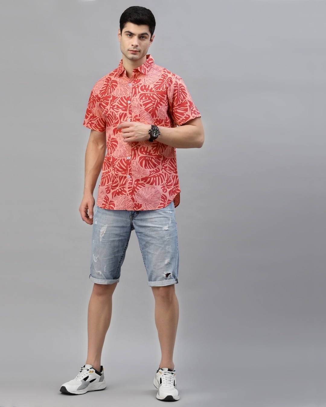 Shop Men's Red All Over Printed Cotton Shirt