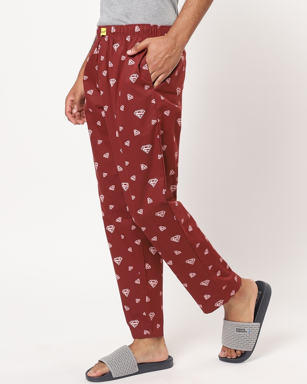 Shop Men's Red All Over Super Doodle Printed Pyjamas-Back