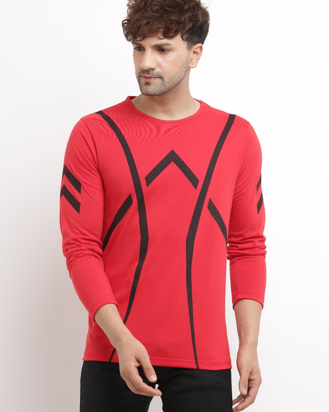 Buy Men's Red and Black Color Block Tshirt for Men Red Online at Bewakoof