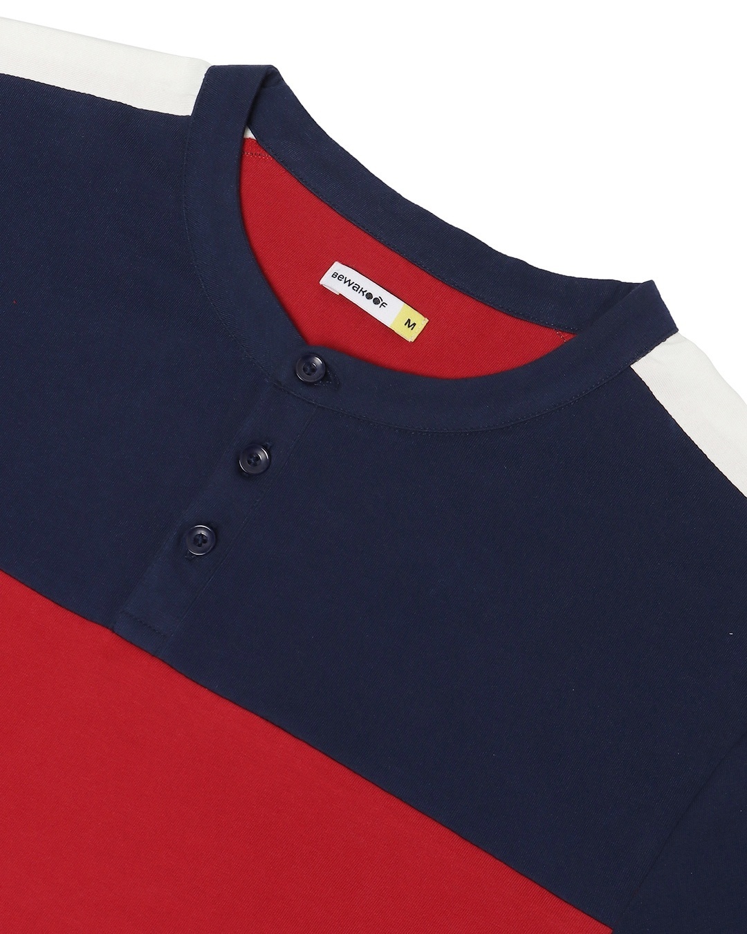 Shop Men's Red and Blue Color Block Henley T-shirt