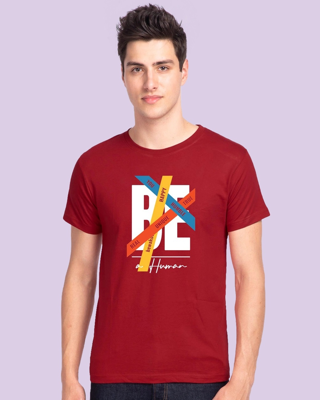 Shop Men's Red Be A Human T-shirt-Front