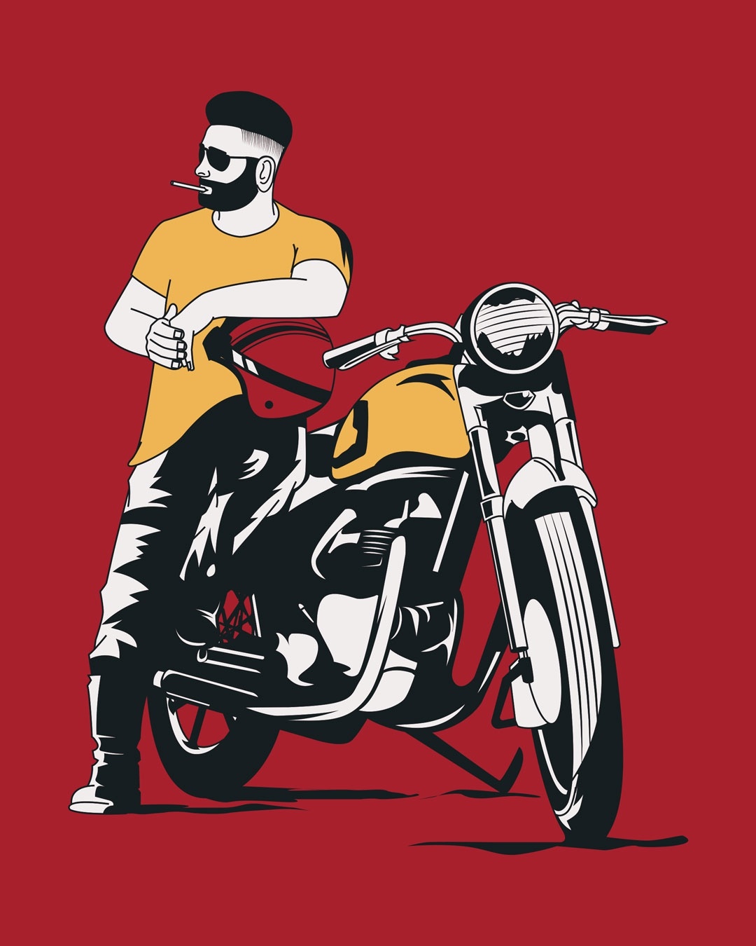 Shop Men's Red Biker Bro T-shirt-Full