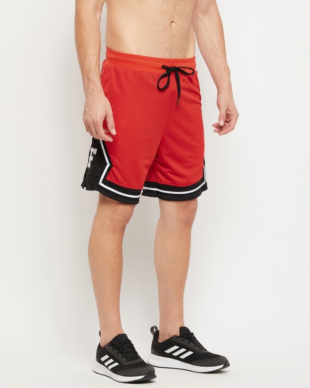 Shop Men's Red & Black Color Block Shorts-Full