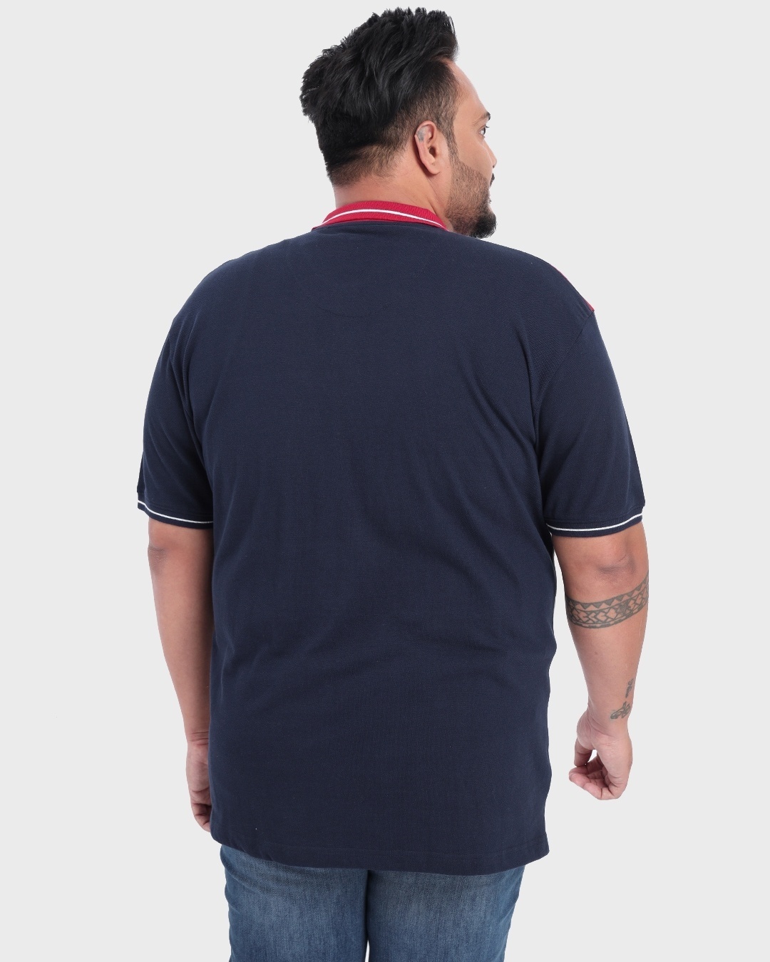 Shop Men's Red & Blue Color Block Plus Size Polo T-shirt-Design