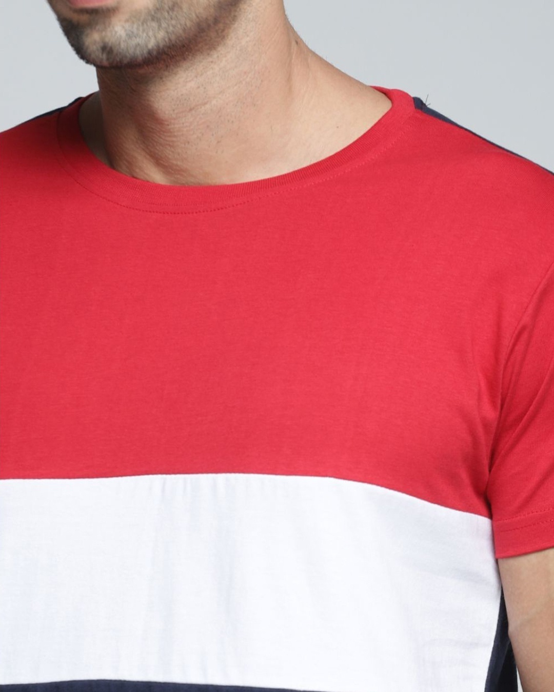 Shop Men's Red Colourblocked T-shirt-Full